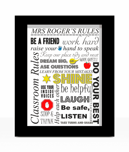 Personalised Teachers Rules Print – Teacher End of Term Gift Teacher Gifts