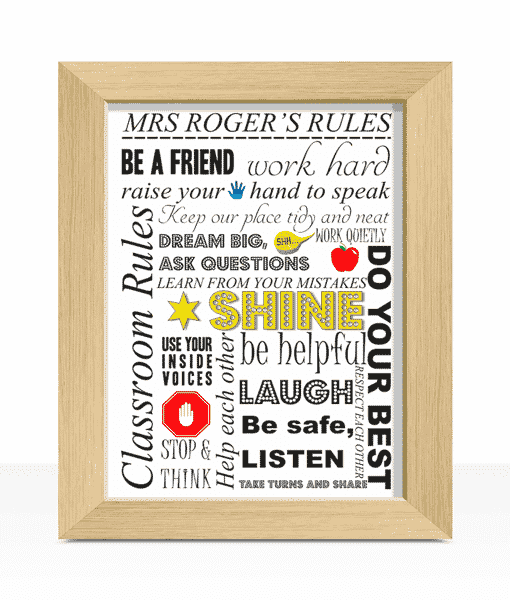 Personalised Teachers Rules Print – Teacher End of Term Gift Teacher Gifts