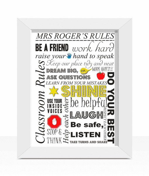 Personalised Teachers Rules Print – Teacher End of Term Gift Teacher Gifts