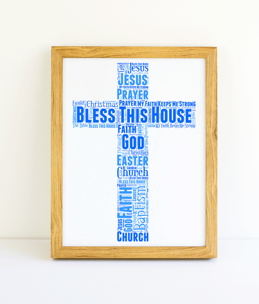 Personalised Cross Word Art Picture Print Christening Gifts