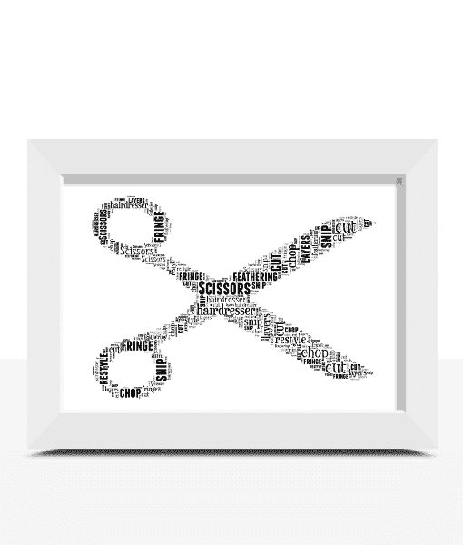 Scissors Word Art Print – Gift for Hairdressers or Craft Lovers