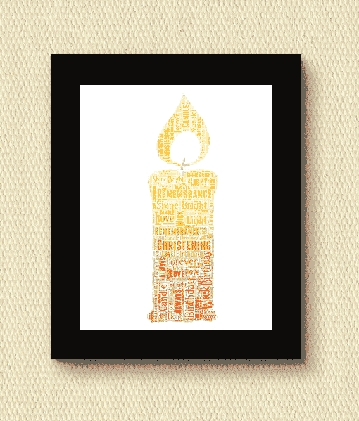 Candle Word Art Print Christening Gifts