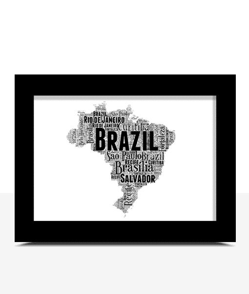 Personalised Brazil Map Word Art – Gift for Travel Lovers Personalised Prints Personalised Brazil Map Word Art – Gift for Travel Lovers Maps
