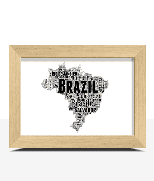Personalised Brazil Map Word Art – Gift for Travel Lovers Personalised Prints Personalised Brazil Map Word Art – Gift for Travel Lovers Maps