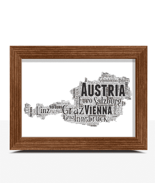 Personalised Austria Word Art Map – Tell Your Story in Words Maps