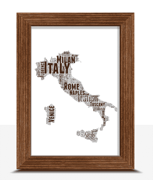 Personalised Italy Word Art Map Print – Custom Italy Gift Maps