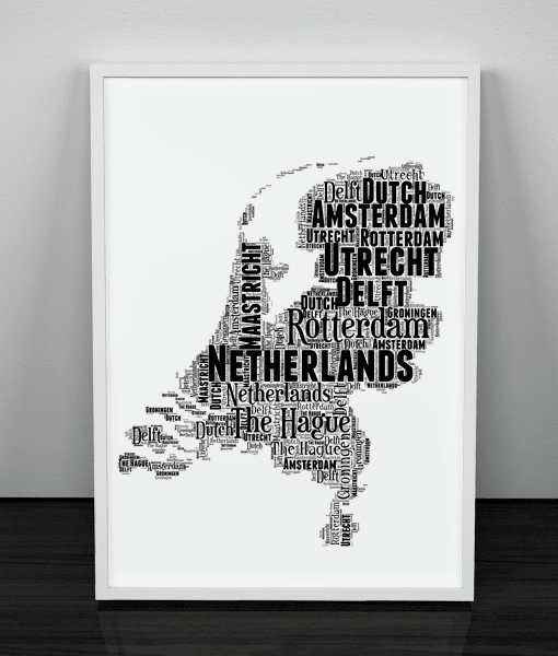 Personalised Netherlands Word Art Map – Create Your Own Maps