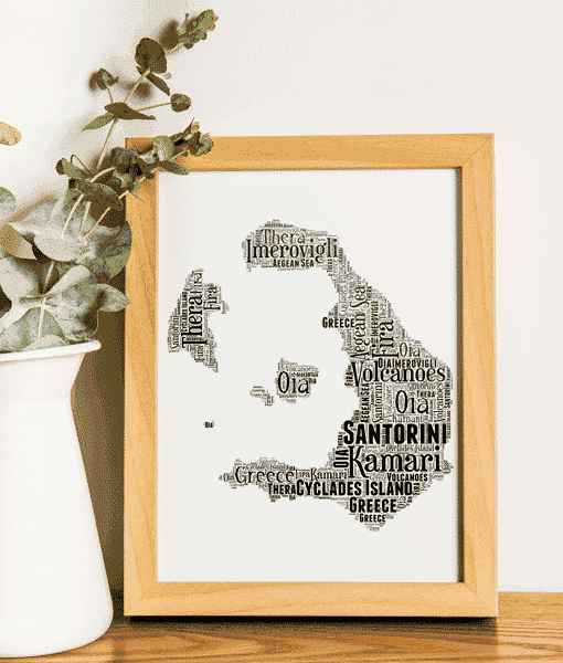 Personalised Santorini Word Art Picture Map Print Gift Personalised Prints Personalised Santorini Word Art Picture Map Print Gift Maps