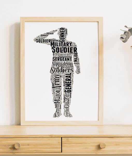 Personalised Army Soldier Word Art Picture Frame Gift Military Gifts