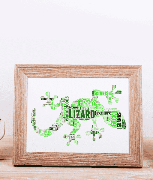 Personalised Gecko Lizard Word Art Print Animal Prints