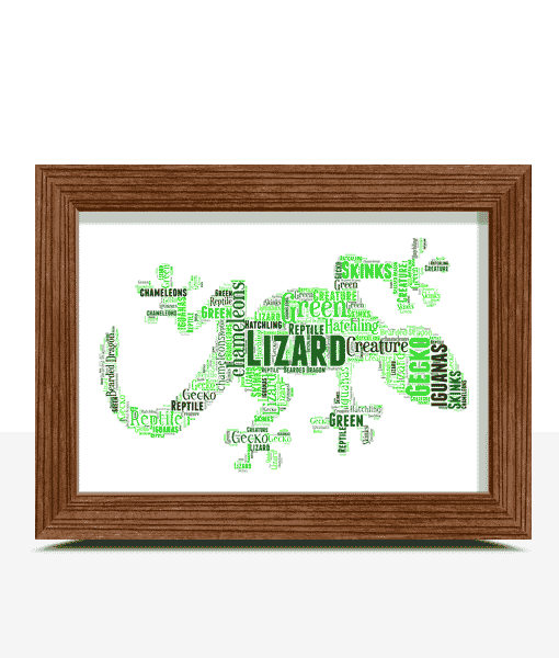 Personalised Gecko Lizard Word Art Print Animal Prints
