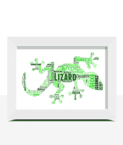 Personalised Gecko Lizard Word Art Print Animal Prints