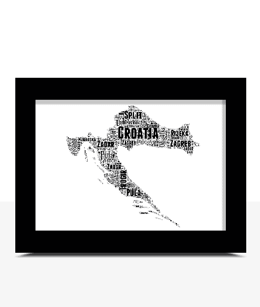 Personalised Croatia Word Art Map Personalised Prints Personalised Croatia Word Art Map Maps
