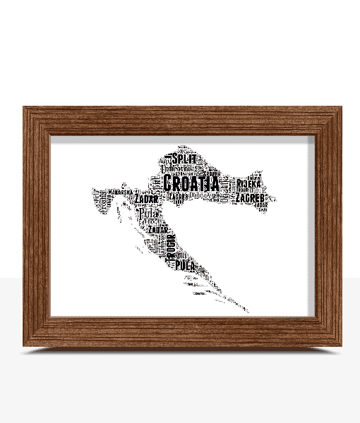 Personalised Croatia Word Art Map Personalised Prints Personalised Croatia Word Art Map Maps