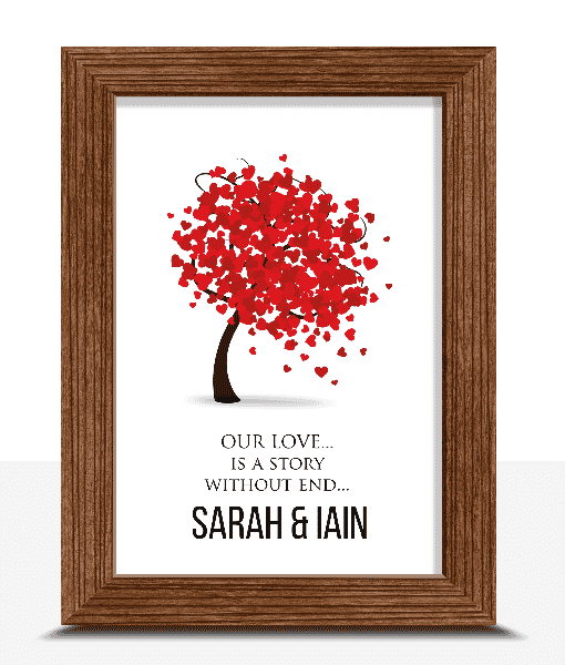Personalised Love Tree Typography Print Anniversary Gifts