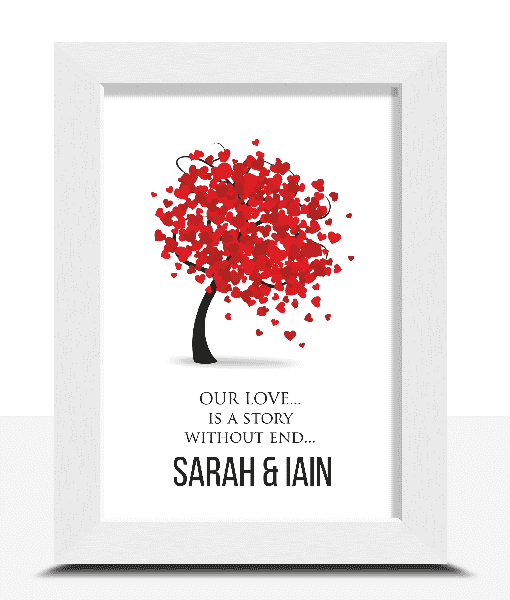 Personalised Love Tree Typography Print Anniversary Gifts