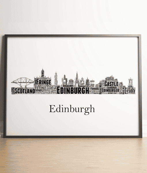 Personalised Edinburgh Skyline Word Art Picture City Skyline Prints