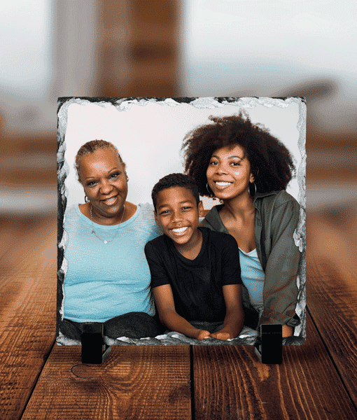 Personalised Square Rock Photo Slate – With Stand Anniversary Gifts