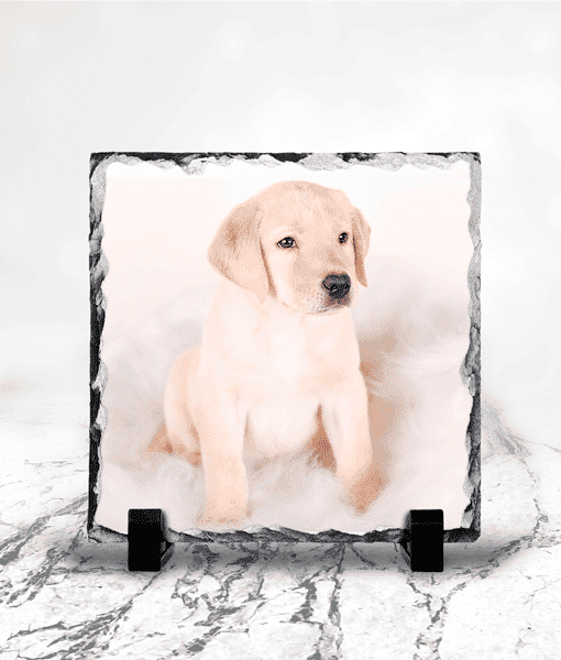 Personalised Square Rock Photo Slate – With Stand Anniversary Gifts