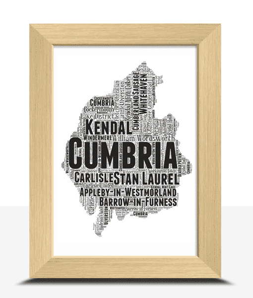 Personalised Cumbria Word Art Map Maps