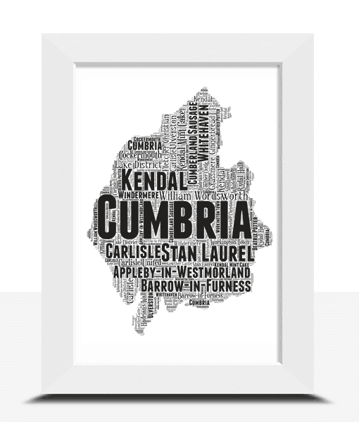 Personalised Cumbria Word Art Map Maps