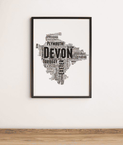 Personalised Devon Word Art Map Maps