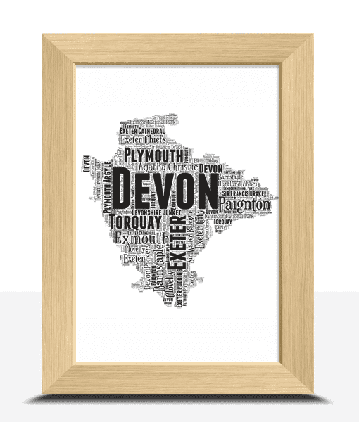 Personalised Devon Word Art Map Maps