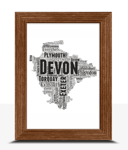 Personalised Devon Word Art Map Maps