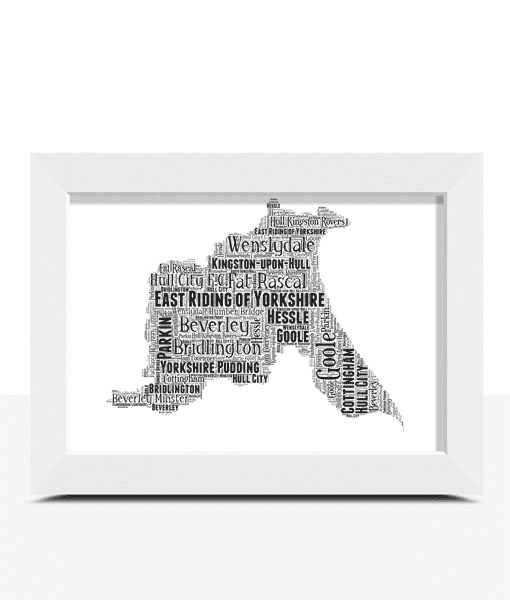 Personalised East Riding of Yorkshire Word Art Picture Map Maps