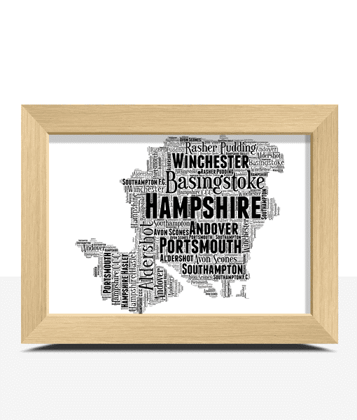 Personalised Hampshire Word Art Map Maps