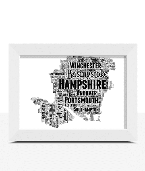 Personalised Hampshire Word Art Map Maps