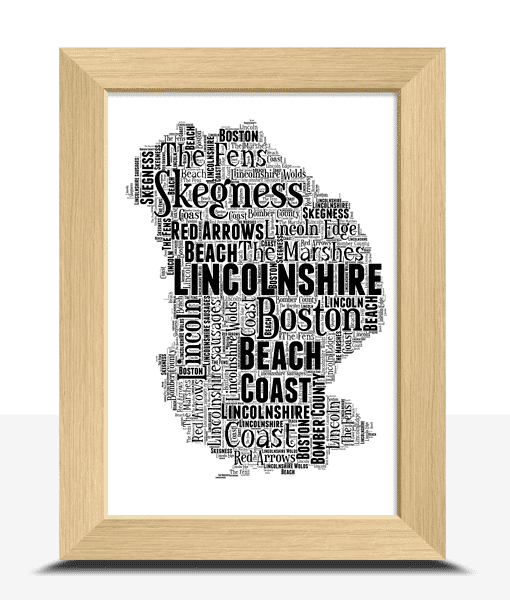 Personalised Lincolnshire Word Art Picture Map Print Maps