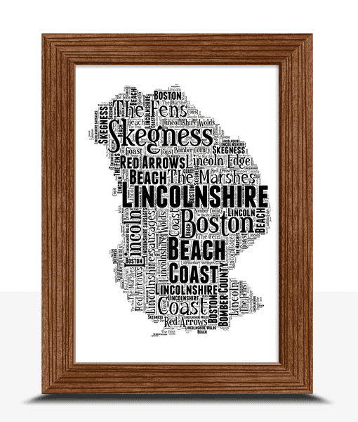Personalised Lincolnshire Word Art Picture Map Print Maps