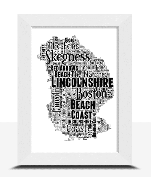 Personalised Lincolnshire Word Art Picture Map Print Maps