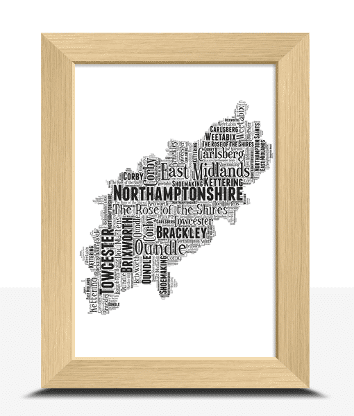 Personalised Northamptonshire Word Art Map Personalised Prints Personalised Northamptonshire Word Art Map Maps