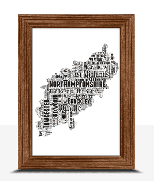Personalised Northamptonshire Word Art Map Personalised Prints Personalised Northamptonshire Word Art Map Maps