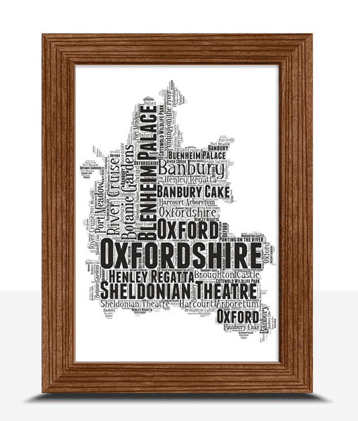 Personalised Oxfordshire Word Art Map Maps