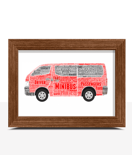Minibus Word Art – Personalised Minibus Driver Gift Travel