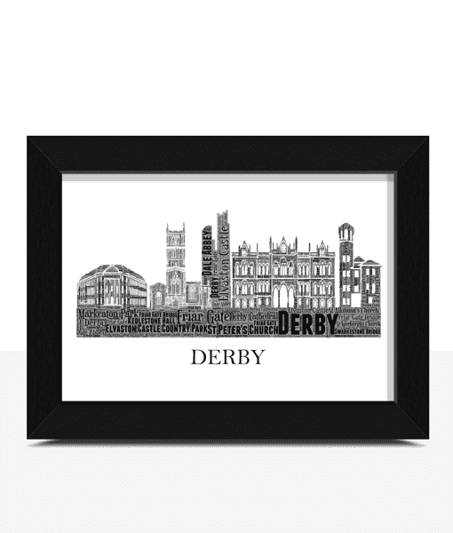 Personalised Derby Skyline Word Art Personalised Prints Personalised Derby Skyline Word Art City Skyline Prints