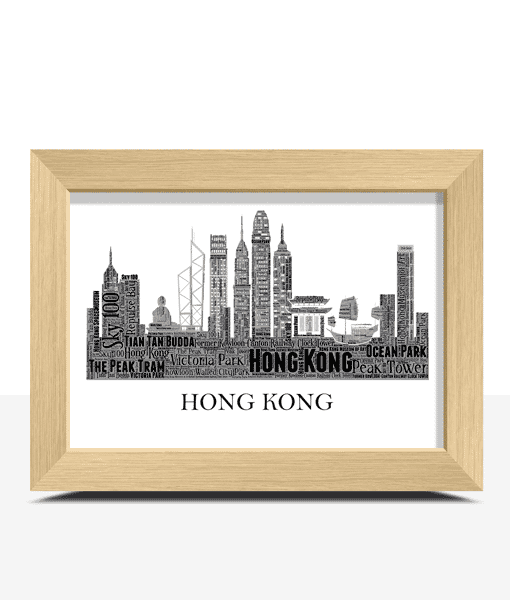 Personalised Hong Kong Skyline Word Art City Skyline Prints