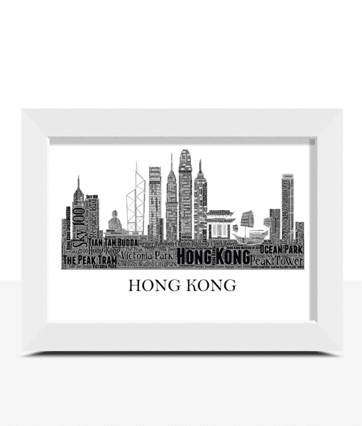 Personalised Hong Kong Skyline Word Art City Skyline Prints