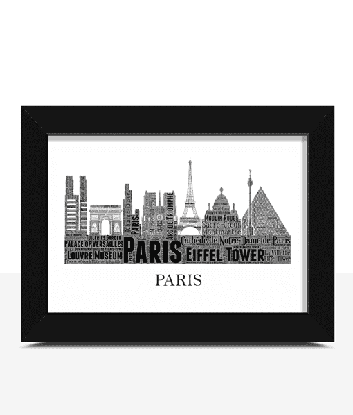Personalised Paris City Skyline Word Wall Art Picture Gift Personalised Prints Personalised Paris City Skyline Word Wall Art Picture Gift City Skyline Prints