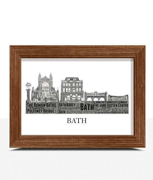 Personalised Bath City Skyline Word Art City Skyline Prints