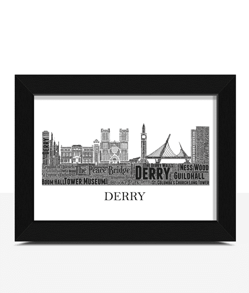 Personalised Derry Skyline Word Art Personalised Prints Personalised Derry Skyline Word Art City Skyline Prints