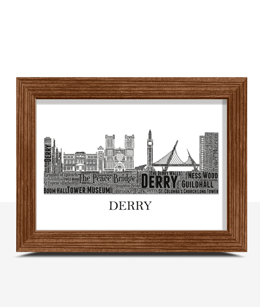 Personalised Derry Skyline Word Art Personalised Prints Personalised Derry Skyline Word Art City Skyline Prints