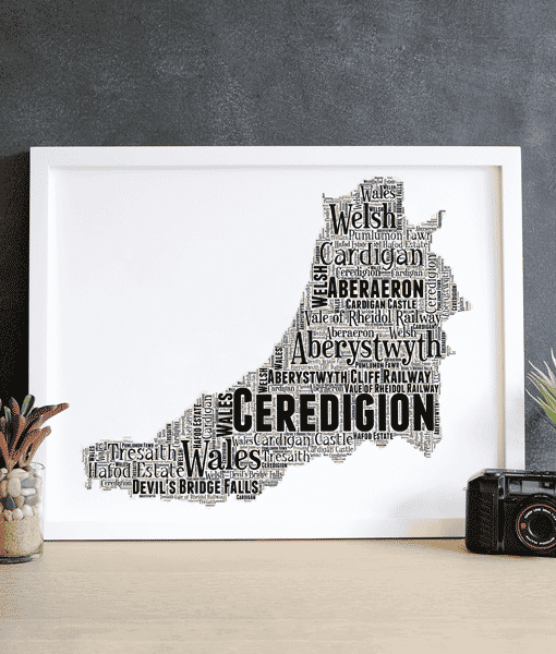 Ceredigion – Personalised Word Art Map Maps