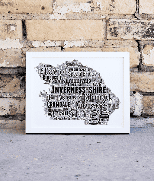 Inverness-shire – Personalised Word Art Map Maps