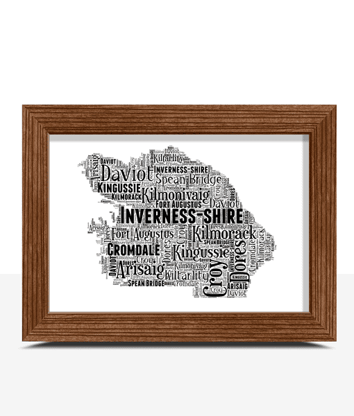 Inverness-shire – Personalised Word Art Map Maps