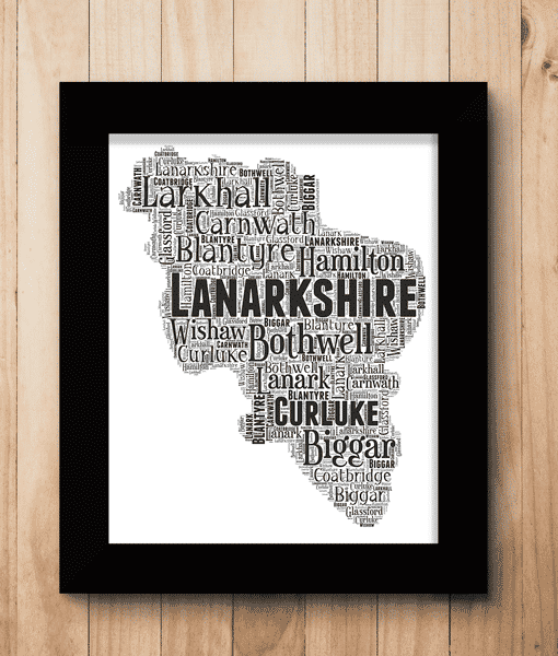 Lanarkshire – Personalised Word Art Map Maps