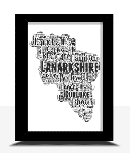 Lanarkshire – Personalised Word Art Map Personalised Prints Lanarkshire – Personalised Word Art Map Maps